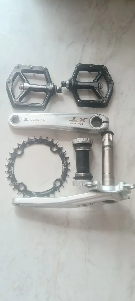 Шатуни Shimano Deore XT FC-M770/771-K 170мм + каретка Holowtech 2 + зірка 32T + педалі Wheel Up фото 1