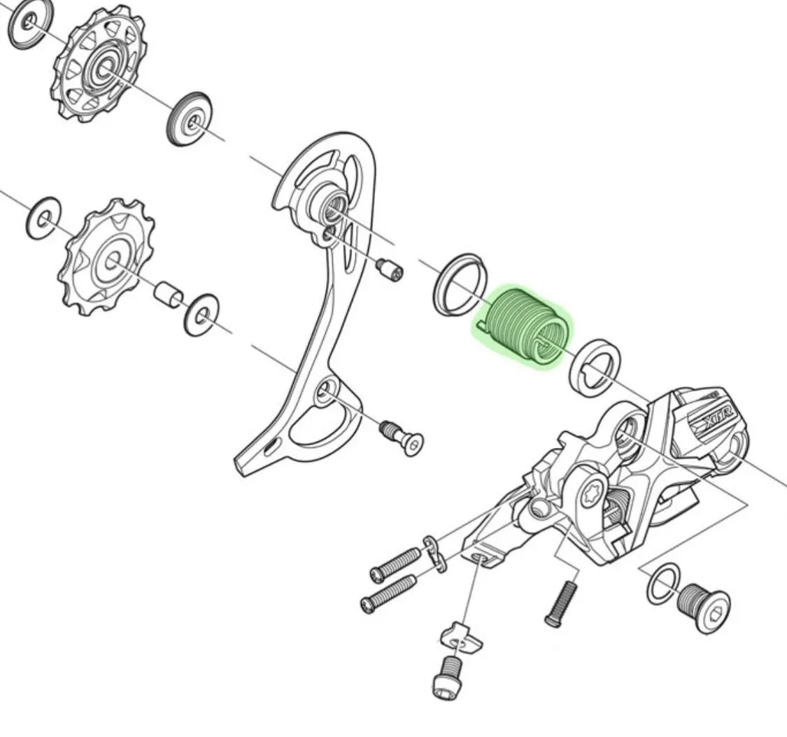 Пружина та пластикова проставка перемикача Shimano Deore XT M8100 фото 3