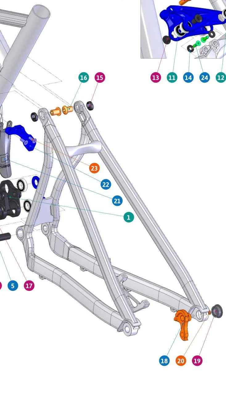 Пітух поз. 18, 19, 20 на раму Mondraker Crafty, Dune, Foxy, Prime, Vantage, Panzer, e-Prime, e-Vantage фото 1