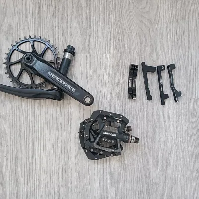 Шатуни Race Face Affect + педалі Shimano PD-GR500 + адаптери