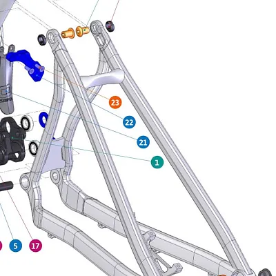 Пітух поз. 18, 19, 20 на раму Mondraker Crafty, Dune, Foxy, Prime, Vantage, Panzer, e-Prime, e-Vantage